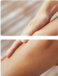 main sur jambe